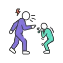 Icono de una persona acosando a otra, símbolo de la prevención.